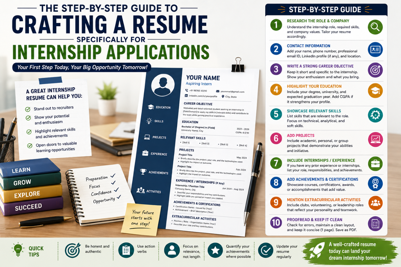 The Step-by-Step Guide to Crafting a Resume Specifically for Internship Applications