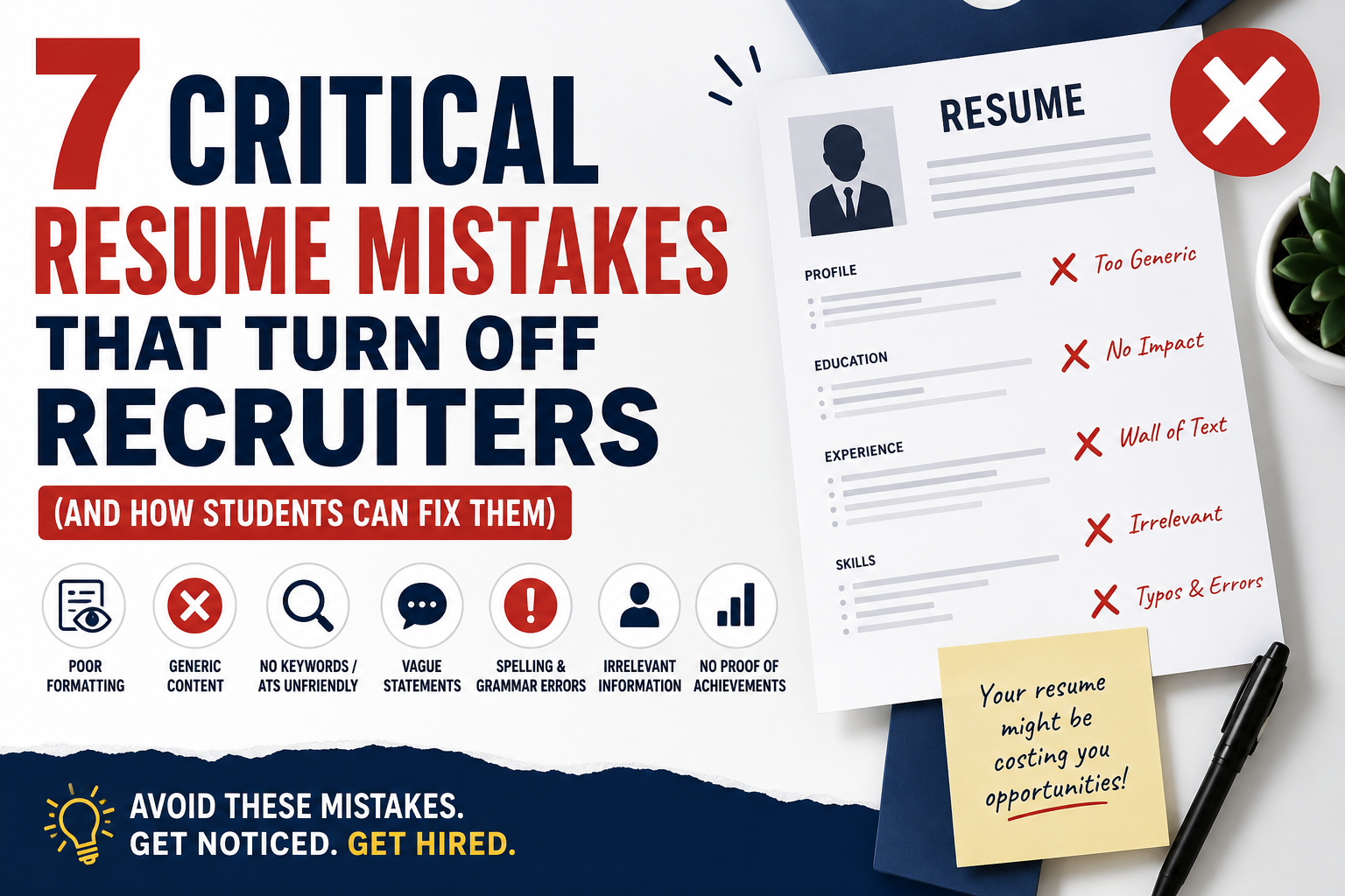 7 Critical Resume Mistakes That Turn Off Recruiters (And How Students Can Fix Them)