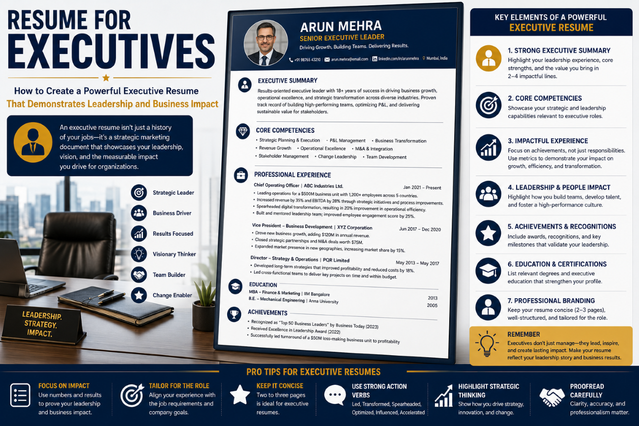 Resume for Executives: How to Create a Powerful Executive Resume That Demonstrates Leadership and Business Impact